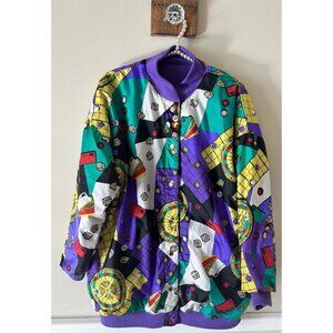 Vintage Be In The Current Seen Reversible Jacket Casino Graphics One Size